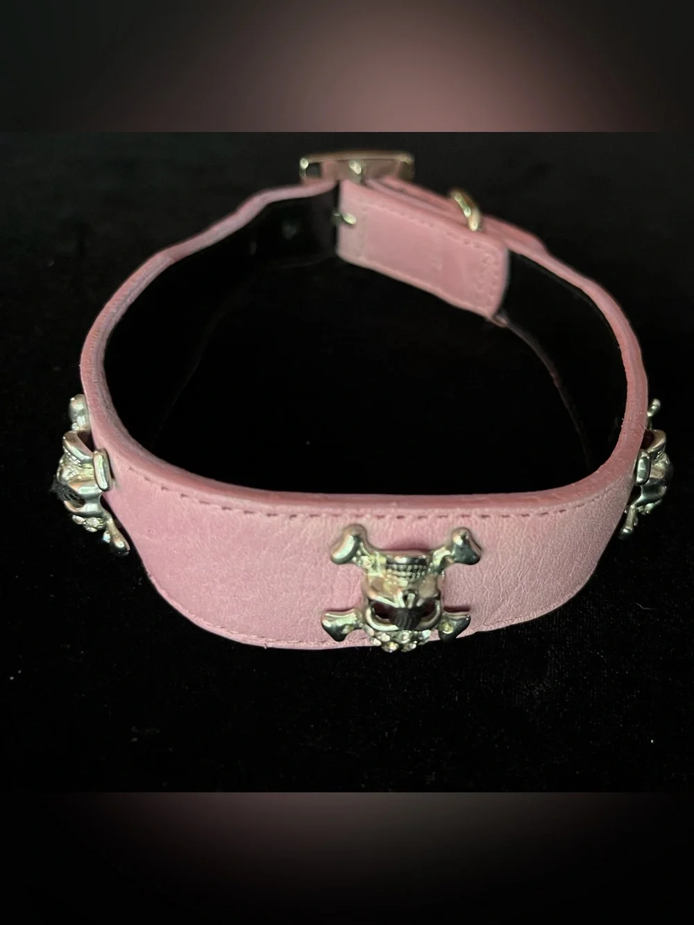 Hamptons Hound Pink Skeleton Rhinestone Embellished Dog Collar